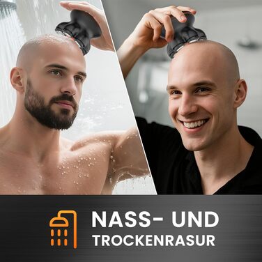Машинка для гоління голови MAXGROOM Herren 7D, водонепроникна IPX6, з USB-C зарядкою, чорна