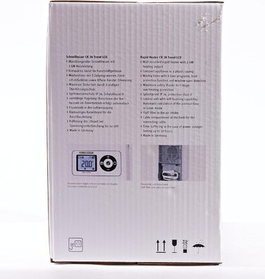 Керамічний електрообігрівач STIEBEL ELTRON CK 20 Trend LCD 2 кВт, енергоощадний, для ванної кімнати, 25 м², тижневий таймер, LCD-дисплей, TÜV, Німеччина