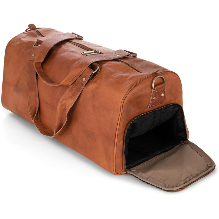 Шкіряна дорожня сумка Berliner Bags Oslo 50 л, водонепроникна, з відділенням для взуття, для чоловіків і жінок