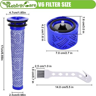 Комплект із 2 фільтрів Rebirthcare для пилососа Dyson V6 Animal Pro/Total Clean/Absolute/Slim/Motorhead/Trigger Plus, змінний моторний фільтр для Dyson V6
