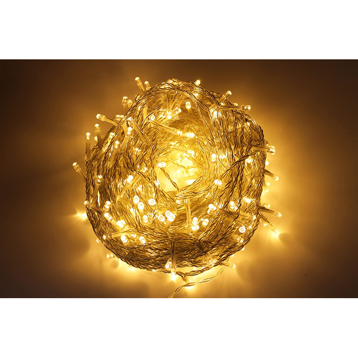 Світлодіодна гірлянда Gresonic 300 LED, тепле біле світло, для вулиці та приміщення, з електричним живленням і штекером, для саду, весілля, Різдва, вечірки