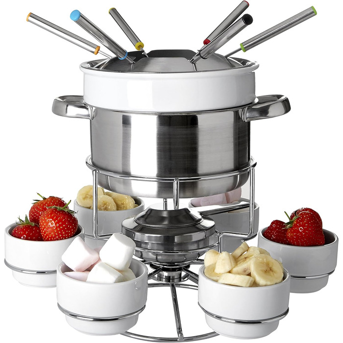 Набір для фондю Premier Housewares з нержавіючої сталі та порцеляни, білий