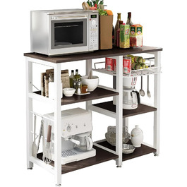 Стелаж кухонний Sogesfurniture W5S-BK-BH, 90x40x83 см, чорний & горіх (мікрохвильова піч, хліб)