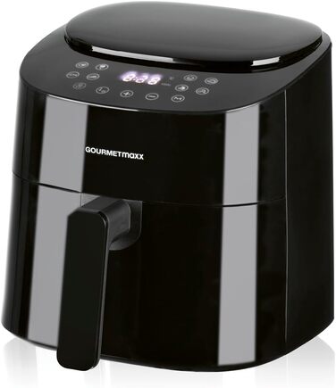 Аерофритюрниця GOURMETmaxx 4,5 л, 1400 Вт, 8 програм, чорна, маложирне приготування, таймер, автоматичне вимкнення