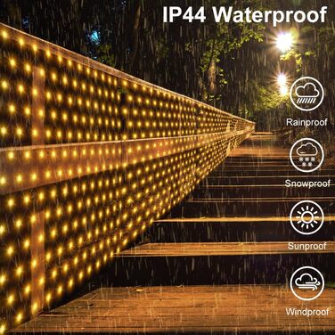 Світлодіодна сітка 6×2 м 300 LED для вулиці, чорний кабель, водонепроникна, з пультом, для кущів, саду, новорічна, тепле біле світло