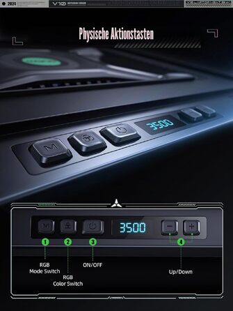 Ігровий охолоджувач для ноутбука llano V10 RGB Cooling Pad, підставка з вентиляторами, чорний