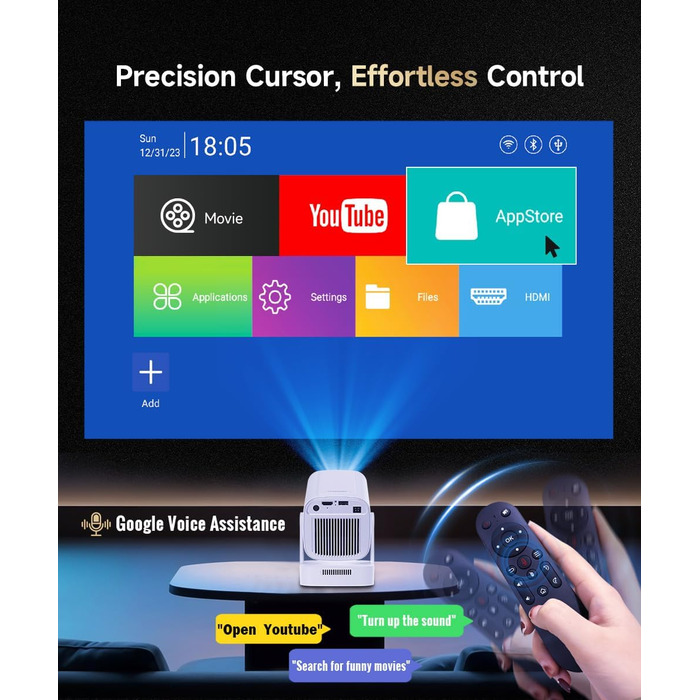 Magcubic HY310 Міні проектор 4K з автофокусом, Android, WiFi 6, BT 5.4, 180° поворот, портативний, 5W динамік, 2025