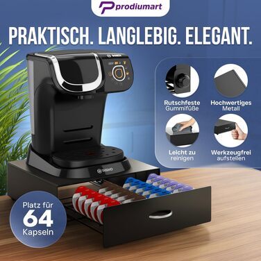 Тримач для капсул Tassimo на 64 кавових капсул, елегантний диспенсер-підставка для кавомашини Tassimo, чорний