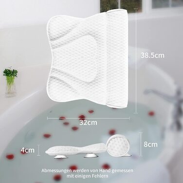 Подушка для ванни AdelDream, люкс, 4D Air Mesh, для шиї, плечей та спини, з 6 потужними присосками, універсальна для всіх ванн, спа-аксесуар