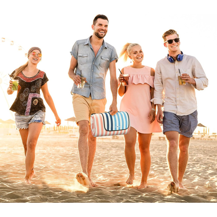 Пікнікова ковдра Relaxdays XXL 200x300 см, водонепроникна, флісова, термоізоляційна, для пляжу, різнокольорова, поліестер, алюміній, піноматеріал