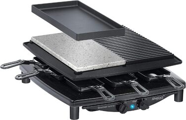 Раклетниця Steba RC 4 Plus Deluxe з антипригарною литою та натуральною кам'яною плитою, 8 емальованих лотків, 29x29 см, виробництво Німеччина
