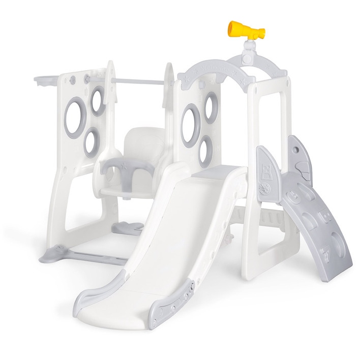 Гірка-трансформер для дітей з гойдалкою Mealux Lola (арт. KD-B076 White / Grey)