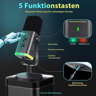 Ігровий мікрофон FIFINE XLR/USB для стрімінгу, подкастів, студії, динамічний, з кнопкою вимкнення звуку, сумісний з ПК, PS4/5, Mac, мікшерами та звуковими картами
