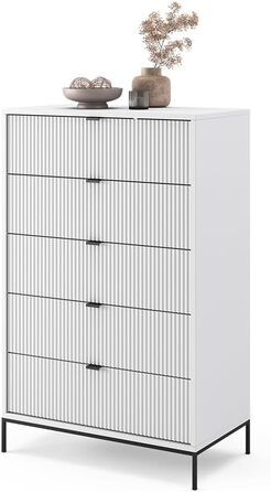 Комод Vicco Eliza білий 76x120 см з 5 ящиками, МДФ, сучасний дизайн