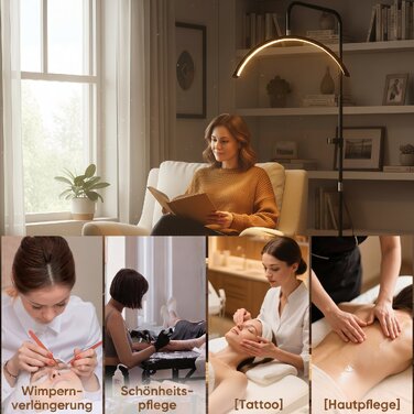 LED-лампа-півмісяць для нарощування вій з тримачем для телефону, поворотна на 350°, регульована висота та тепле світло