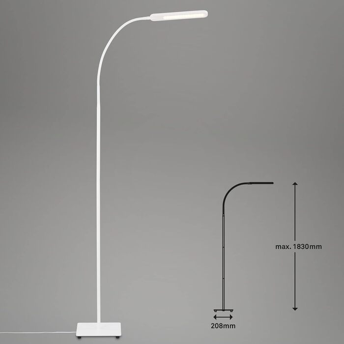 BRILONER LED торшер з димером, сенсорний, регульований теплий і холодний білий, лампа для читання, підлогова лампа для вітальні, світильник стельовий, 20,8x20,8x183 см, білий