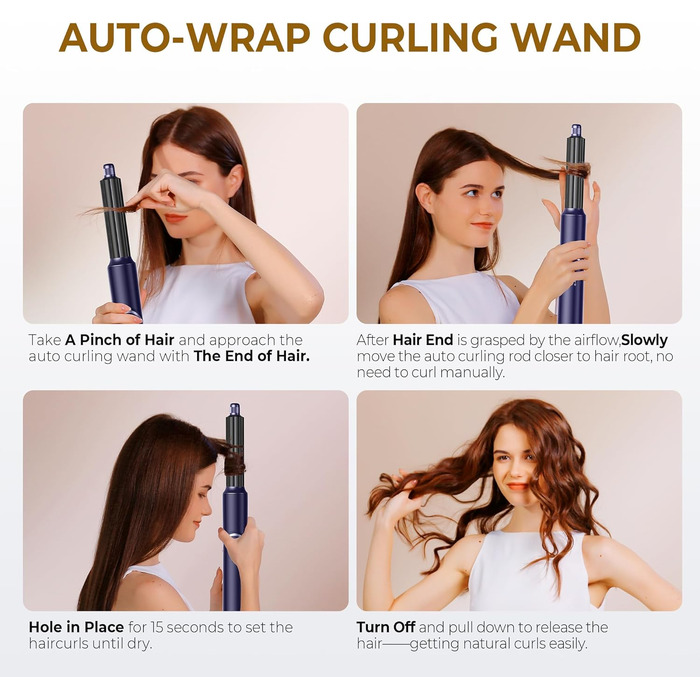 UKLISS 5-в-1 Airstyler Фен-щітка для укладки волосся з насадкою для локонів, 60000 об/хв, блакитний