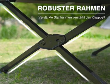 Складане кемпінгове ліжко EVER ADVANCED XXL, 300 кг, 214x106 см, посилене, для кемпінгу, подорожей, пляжу та саду