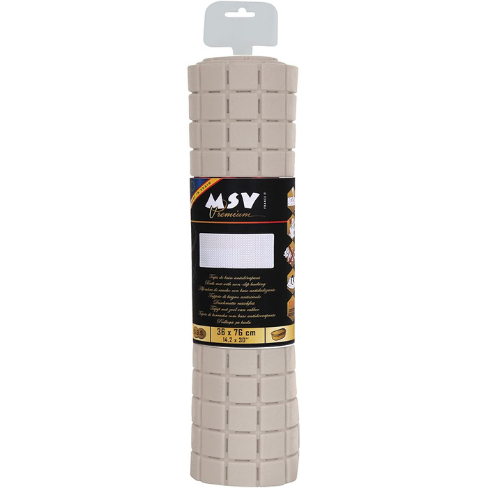 MSV Premium килимок для душу та ванної, антибактеріальний, нековзний, з присосками, аромат троянди, бежевий, 54x54 см, праний при 60°C