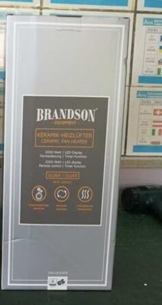 Керамічний обігрівач Brandson 2000 Вт з дистанційним керуванням, енергоощадний, тихий, для ванної кімнати, з осциляцією, сріблястий, сертифікат GS, переможець 2024 року