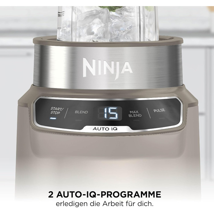 Персональний блендер Ninja BN500EUSD1 з технологією Auto-iQ, мотор 1000 Вт, чаша 700 мл, колір Stonegold (сірий/золотий)