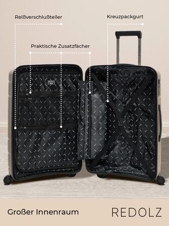 REDOLZ валіза середня M, поліпропілен, 4 колеса, TSA, 45x26x67 см, жорсткий корпус