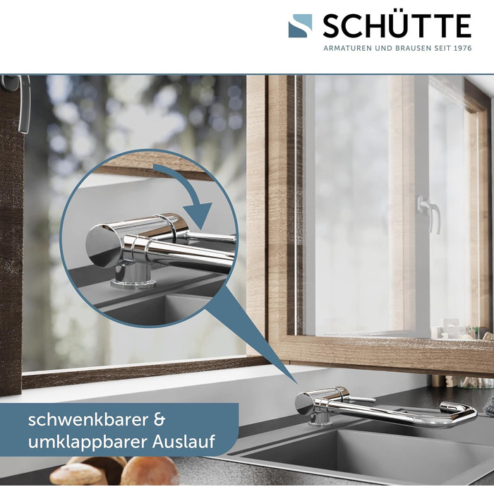 Змішувач кухонний SCHÜTTE 24550 WINDOW для мийки, поворотний 360°, хром