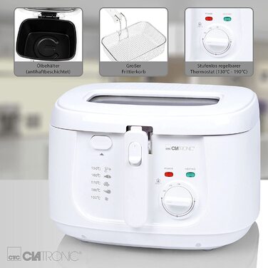 Фритюрниця Clatronic FR 3771, 2,5 л, антипригарна, з фільтром, термостатом