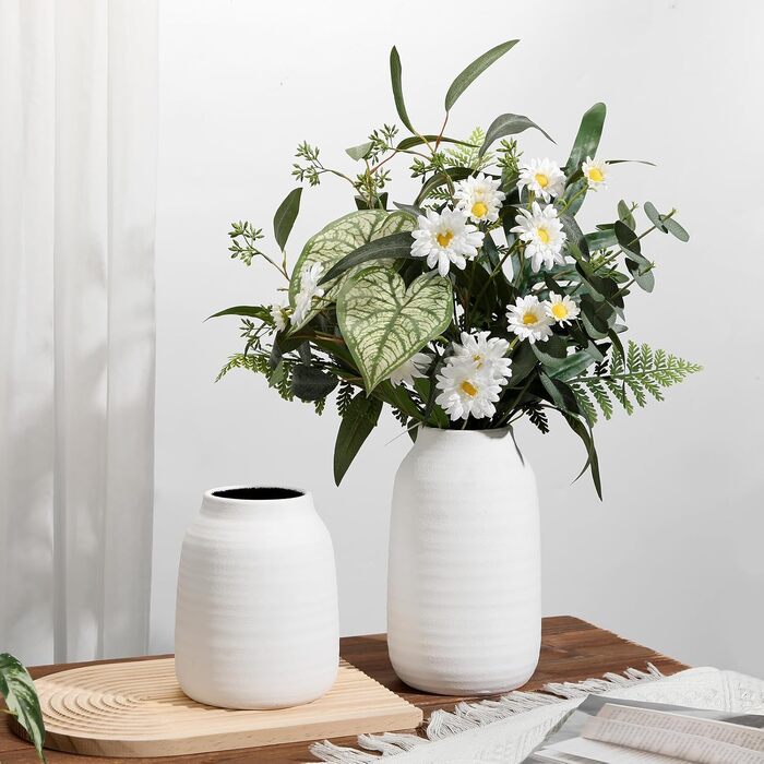 Декоративна ваза для квітів Keramik Rund, біла, 24.5x13 см, стиль Shabby Chic