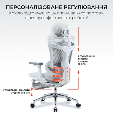 Крісло офісне з підставкою для ніг Sihoo DORO C300L Mesh White with footrest