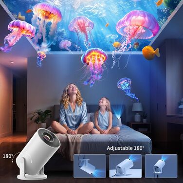 Смарт проєктор Yoton Y4 Mini Beamer: 1080P, WiFi, Bluetooth, Android TV, корекція трапецеїдальних спотворень, для домашнього кінотеатру, сумісний з Phone/PC/Mac/Switch, білий