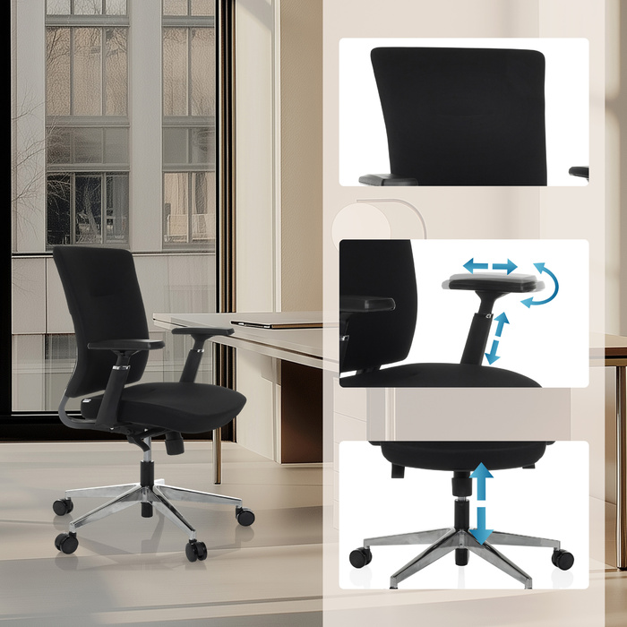Офісне крісло / поворотне крісло CAPTIVO MID тканина чорний hjh OFFICE