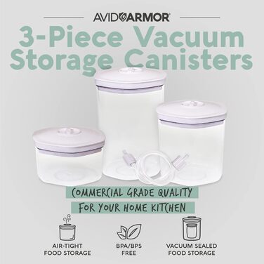 Вакуумні контейнери для продуктів Avid Armor, набір 3 шт. для зберігання кави, снеків та маринування їжі