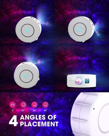 Проєктор зоряного неба SUPPOU LED WiFi з керуванням зі смартфона, 3D проектор галактики, нічник для дітей та дорослих, RGB підсвічування, голосове керування, для вечірок, білий колір