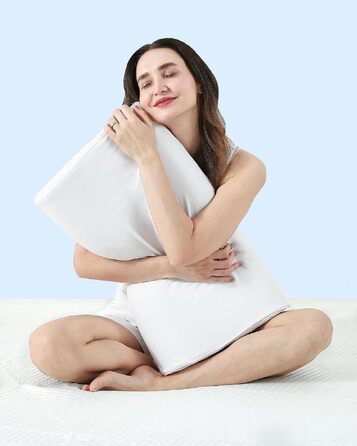 Подушка ортопедична з піни Memory Foam Elviros, регульована, для сну на боку та спині, знімний дихаючий чохол (біла)