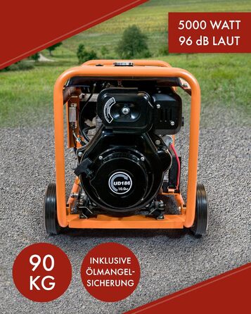 Дизельний генератор KnappWulf KW5500-3 5000 Вт (5 кВт) з розетками 230В/400В/12В, датчиком рівня масла та колесами