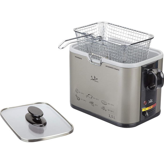 Фритюрниця Jata FR326E, 1000 Вт, 1.3 л, чорна/срібляста