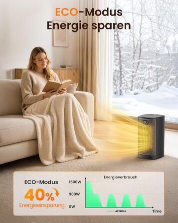 Кварцевий електричний обігрівач Ateroll 2000W, компактний енергоощадний тепловентилятор з 3 режимами роботи, чорний квадратний