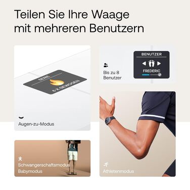 Розумні ваги WITHINGS Body Smart Wi-Fi, аналіз складу тіла: м'язова маса, вода, кісткова щільність, білі