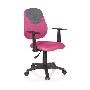 Дитяче офісне крісло / стілець-автомат KIDDY STYLE, тканина, рожево-сірий, hjh OFFICE