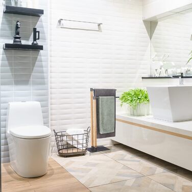 Підставка для рушників Relaxdays, підлогова, 2 планки, 83,5x51,5x20 см, прямокутна, антрацит/натуральний