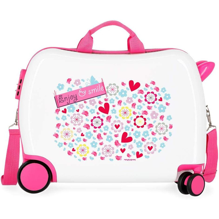 Дитяча валіза Movom Happy Time, жорсткий ABS, 50×38×20 см, комбінований замок, 34 л, 2,1 кг, 4 колеса, ручна поклажа, багато кольорів, для катання, 360°