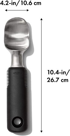 Ложка для морозива OXO Good Grips Robuste з нержавіючої сталі, вигнута, чорна, 26.7 см