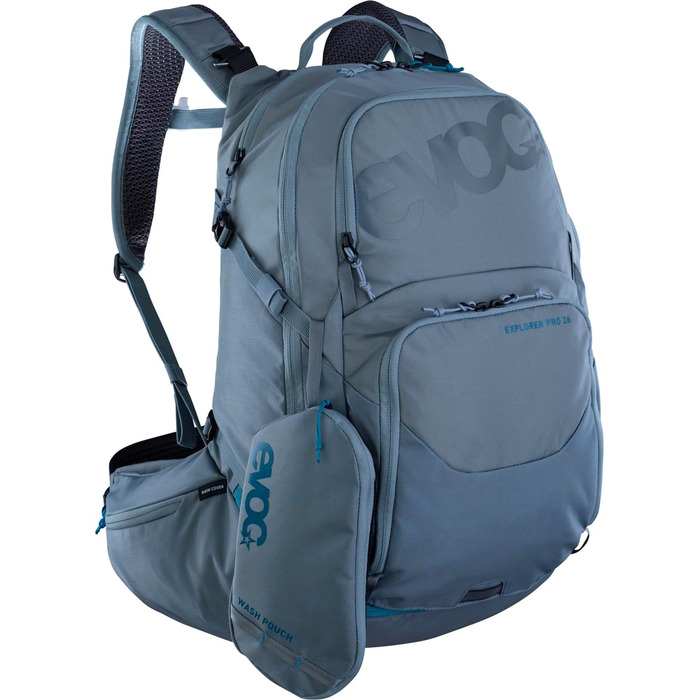 Рюкзак EVOC Explorer Pro 26 л сталевий, з системою вентиляції спини, поясом Airo Flex, відділенням для питної системи та дощовиком – якісний міський та туристичний рюкзак