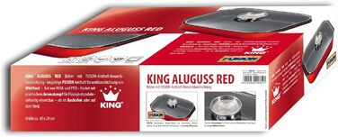 Жаровня King Aluguss червона з кришкою, 40x26 см, ароматизуюча ручка, антипригарне покриття Fusion