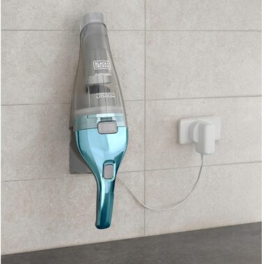 Пилосос ручний Black & Decker NVC220WBC-QW, 15.5 Вт, 385 мл, хром та синій