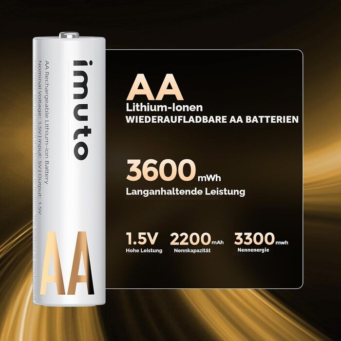 Набір акумуляторів imuto AA 1.5V 3600mWh (8 шт) з LED зарядним пристроєм для цифрових камер, іграшок та електроніки