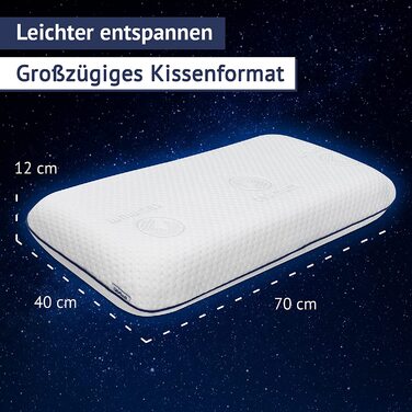 Ортопедична подушка для шиї з піною Memory Foam 70x40 см для тих, хто спить на боці та на спині. Підтримка шийного відділу хребта.