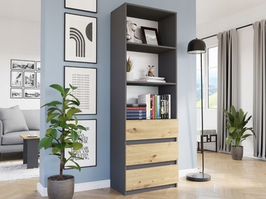Стелаж Framire 60 см x 180 см x 30 см, антрацит, дуб артизан