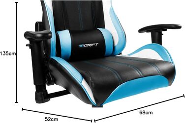 Ігрове крісло DRIFT DR175BUE, екошкіра, 2D-підлокітники, клас 4, обертове, чорний/синій